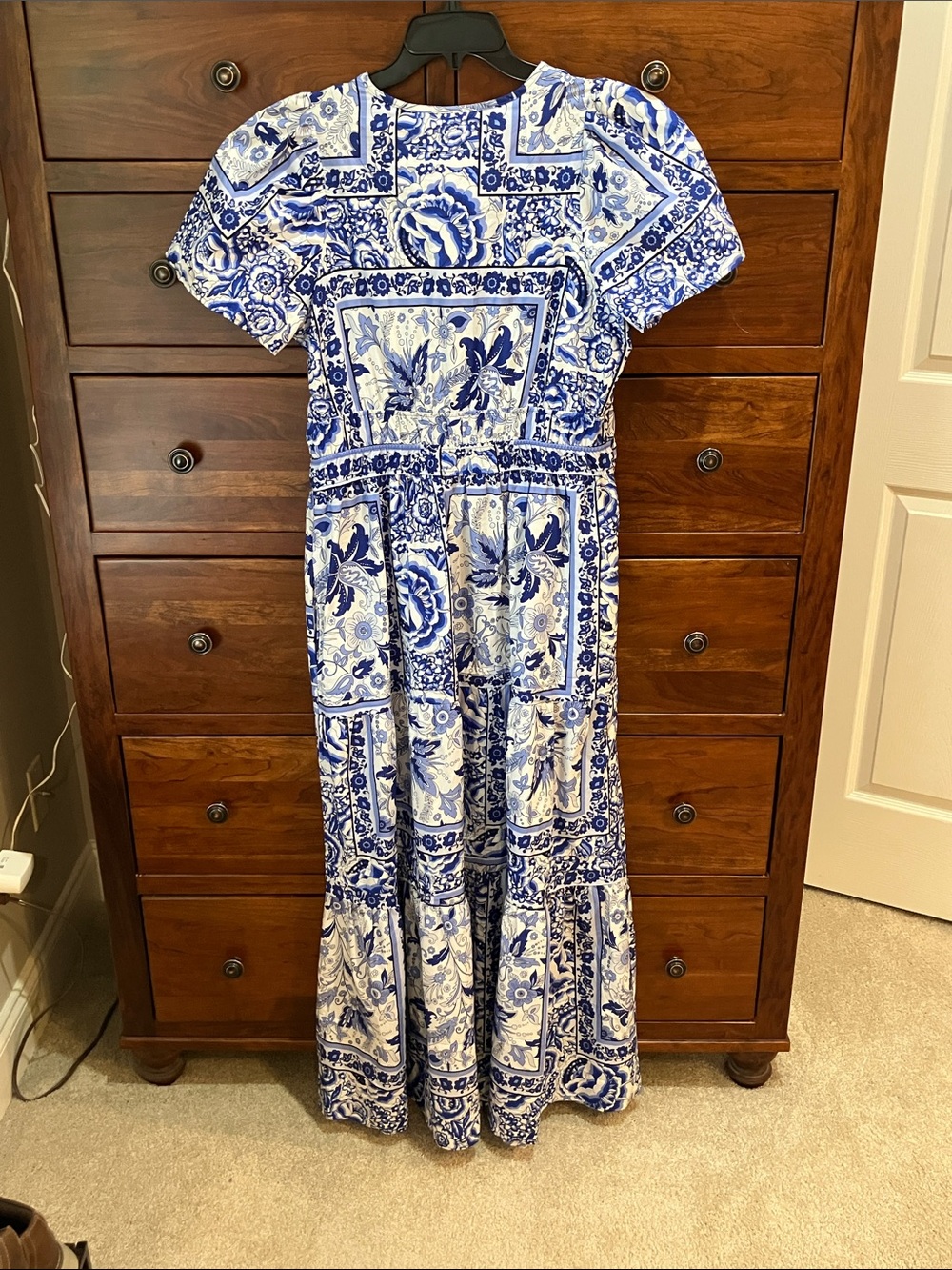 Anthropologie Somerset Blue and White Tile-Print Maxi Dress - Picture 6 of 6